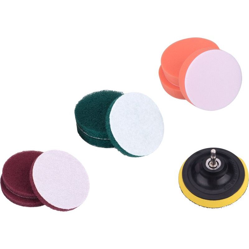 EXTOL CRAFT SADA ČISTÍCÍCH/LEŠTÍCÍCH VÝSEKŮ NA VRTAČKU 10KS, PRŮMĚR 100MM, 3X3DRUHY, 904002 - PRO LEŠTIČKY - PŘÍSLUŠENSTVÍ