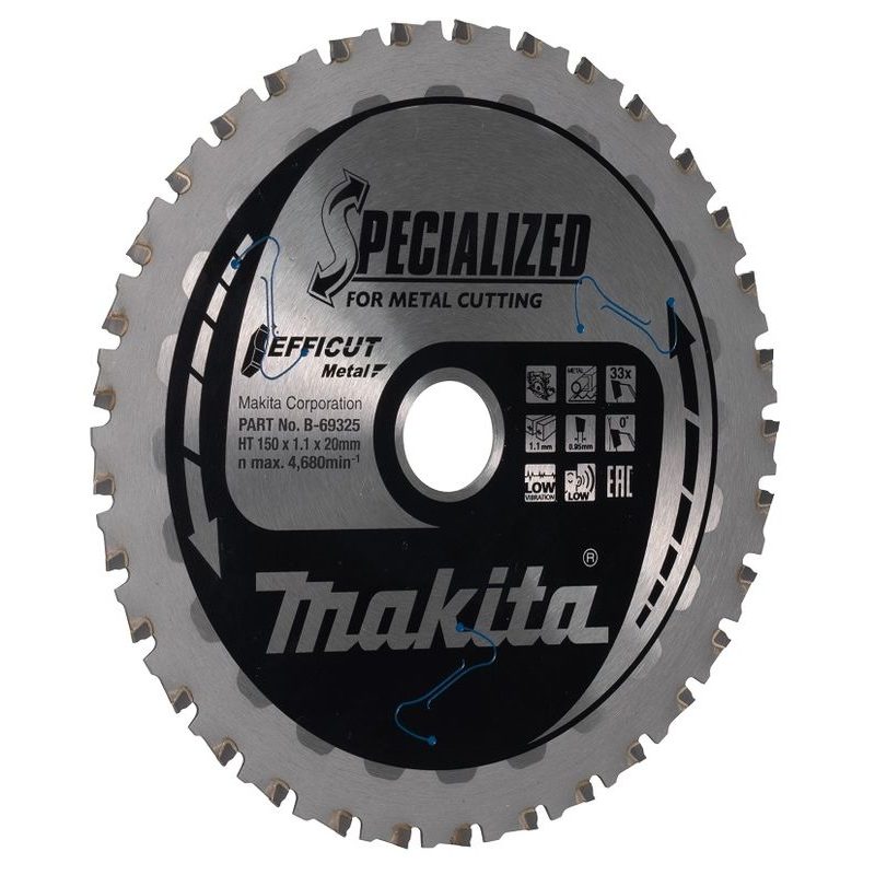 MAKITA B-69325 - KOTOUČ PILOVÝ OCEL EFFICUT 150X1.1X20MM 33Z =OLD B-69288 - PILOVÉ KOTOUČE EFFICUT - MAKITA-SHOP