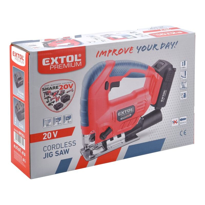 EXTOL PREMIUM PILA PŘÍMOČARÁ AKU SHARE20V, 20V LI-ION, 2AH, 8891824 - AKU PŘÍMOČARÉ PILY - AKU NÁŘADÍ