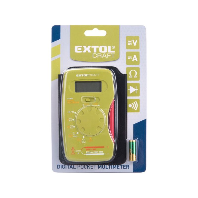 EXTOL CRAFT MULTIMETR DIGITÁLNÍ, KAPESNÍ, 417400 - ZKOUŠEČKY NAPĚTÍ, MULTIMETRY - MĚŘÍCÍ TECHNIKA