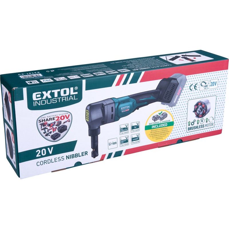 EXTOL PREMIUM NŮŽKY NA PLECH, PROSTŘIHOVAČKY AKU SHARE20V, BRUSHLESS, 2AH, 8791830 - AKU SPECIALITY - AKU NÁŘADÍ