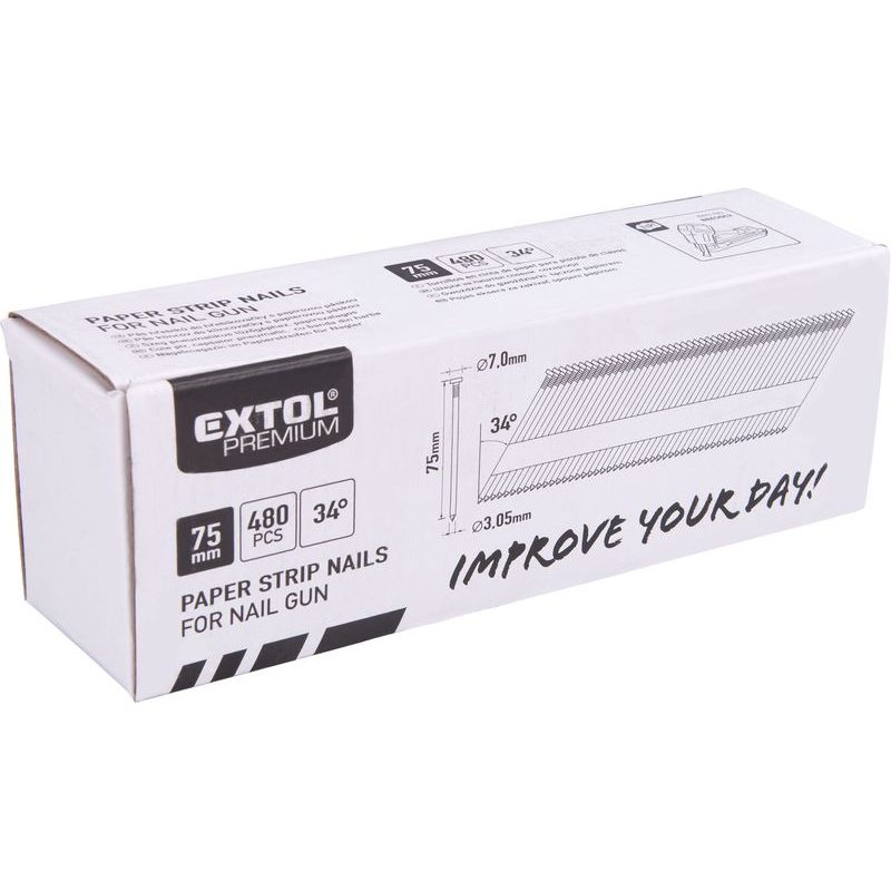 EXTOL PREMIUM HŘEBÍK NASTŘELOVACÍ, 480KS, 75MM, ⌀3,05MM, VROUBKOVANÝ, 8862604 - PÁSKOVANÉ HŘEBÍKY - PŘÍSLUŠENSTVÍ