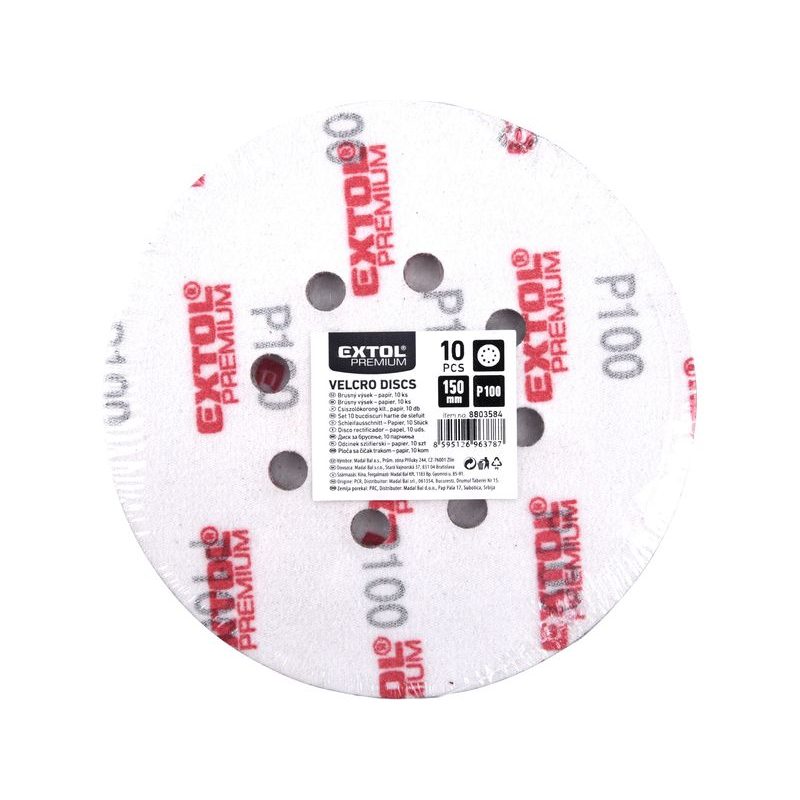 EXTOL PREMIUM PAPÍRY BRUSNÉ VÝSEK, SUCHÝ ZIP, BAL. 10KS, 150MM, P100, 8803584 - BRUSNÝ PAPÍR 150 MM - PŘÍSLUŠENSTVÍ