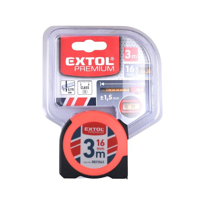 EXTOL PREMIUM METR SVINOVACÍ S ODEČÍTACÍM OKÉNKEM, 3M, Š. PÁSKU 16MM, 8821043 - SVINOVACÍ METRY - MĚŘÍCÍ TECHNIKA