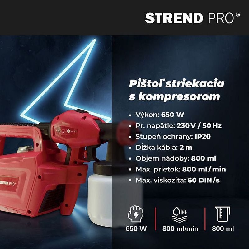 ELEKTRICKÁ STŘÍKACÍ PISTOLE JS-FB17AII, 650W, 800ML, S KOMPRESOREM - STŘÍKACÍ PISTOLE ELEKTRICKÉ - ELEKTRICKÉ NÁŘADÍ