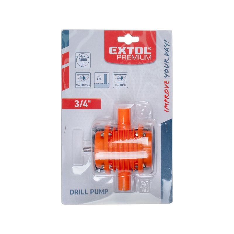 EXTOL PREMIUM ČERPADLO NA VRTAČKU PRO 3/4" HADICI, MAX. VÝKON: 50L/MIN. PŘI OTÁČKÁCH 3000OT/MIN., 8877025 - ČERPADLA - ZAHRADA
