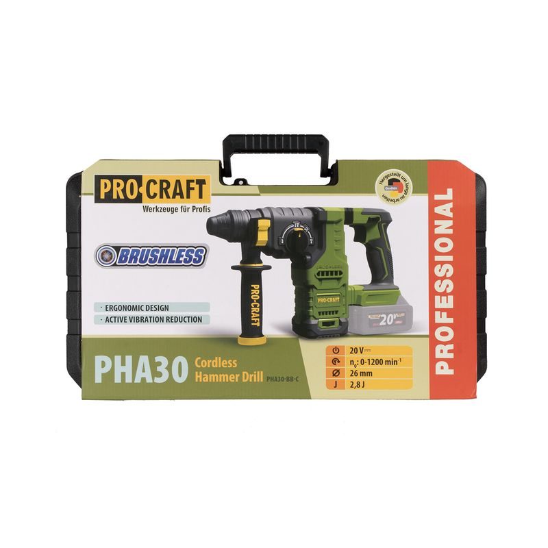 KLADIVO VRTACÍ AKU PROCRAFT PHA30BB (BEZ BATERIE A NABÍJEČKY V KUFRU) | PHA30-BB-С PROCRAFT - AKU VRTACÍ, SEKACÍ A KOMBINOVANÁ KLADIVA - AKU NÁŘADÍ