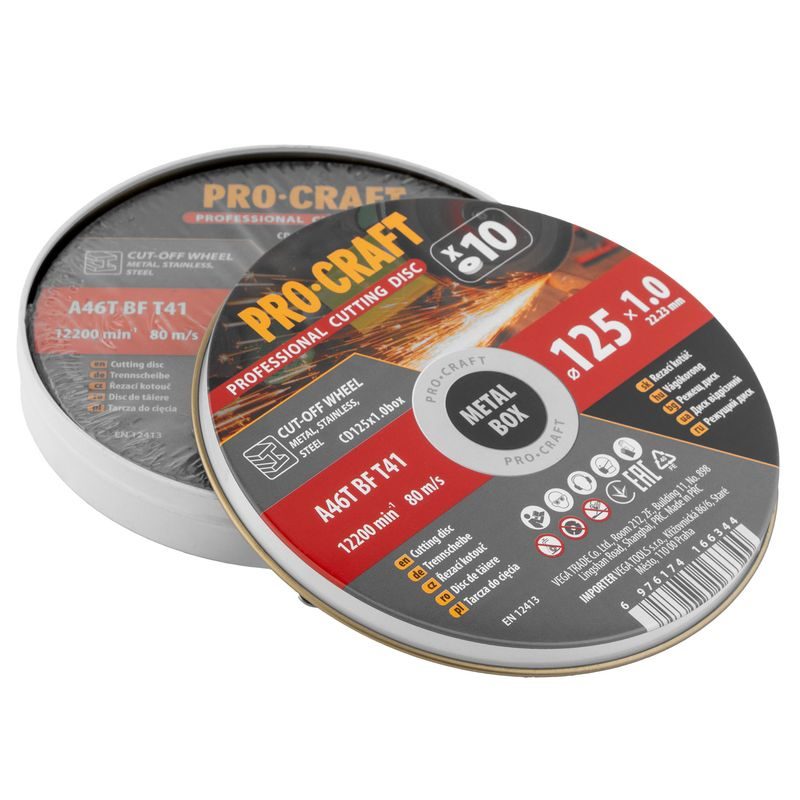 SADA ŘEZNÝCH KOTOUČŮ PROCRAFT CD125X1.0B | CD125X1.0B PROCRAFT - ŘEZNÝ KOTOUČ 125 MM - PŘÍSLUŠENSTVÍ