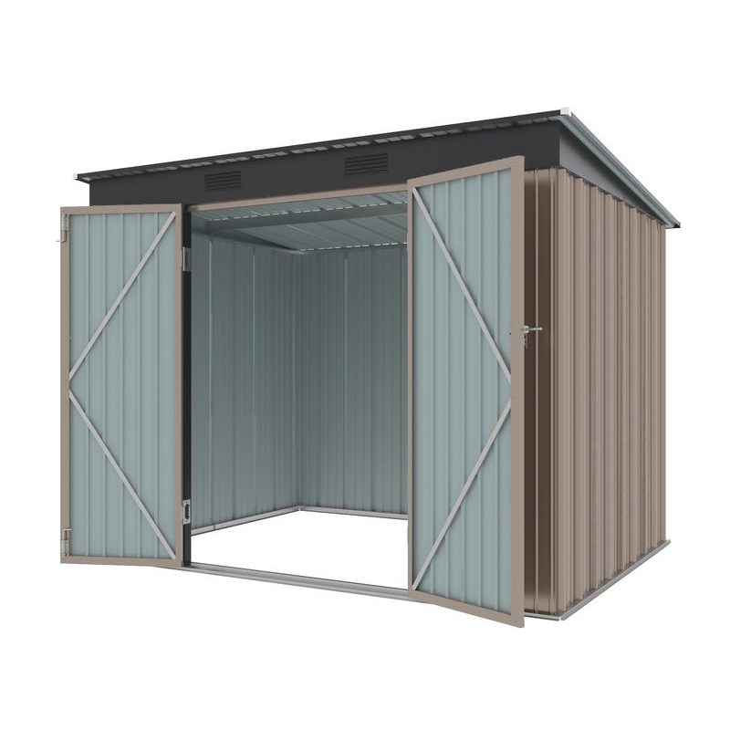 RIWALL PRO RMSP 6X8 BROWN ZAHRADNÍ DOMEK KOVOVÝ 2,4 X 1,8 M S PULTOVOU STŘECHOU HNĚDÝ - ZAHRADNÍ DOMKY - DŮM A DOMÁCNOST, ELEKTRO..