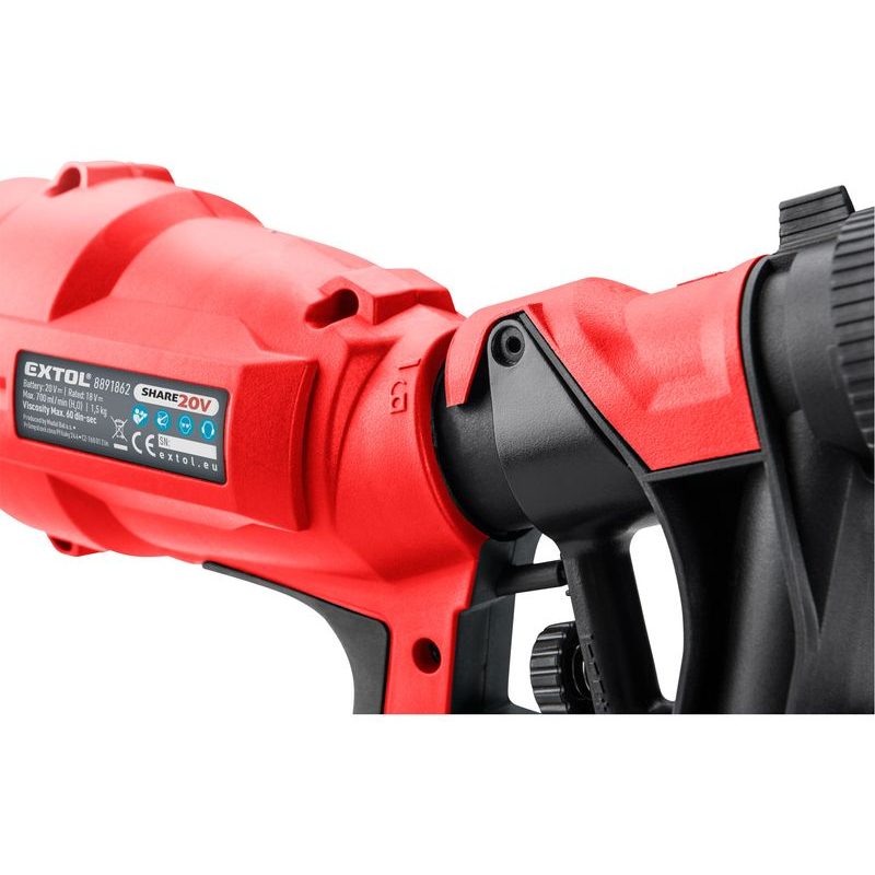 EXTOL PREMIUM 8891863 PISTOLE STŘÍKACÍ HVLP AKU SHARE20V, 20V LI-ION, BEZ BATERIE A NABÍJEČKY, 8891863 - AKU SPECIALITY - AKU NÁŘADÍ