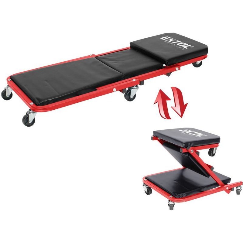 EXTOL PREMIUM LEHÁTKO/SEDÁK 2V1, MONTÁŽNÍ POJÍZDNÉ, ROZLOŽENO 91X41X12CM, AŽ 150/120KG, 8863302 - MONTÁŽNÍ LÉHATKA, SEDÁTKA - DÍLNA A GARÁŽ