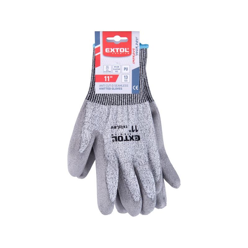 EXTOL PREMIUM RUKAVICE S VYSOKOU ODOLNOSTÍ PROTI PROŘEZU, POLOMÁČENÉ V PU, VELIKOST 11", 8856699 - PRACOVNÍ RUKAVICE - PŘÍSLUŠENSTVÍ