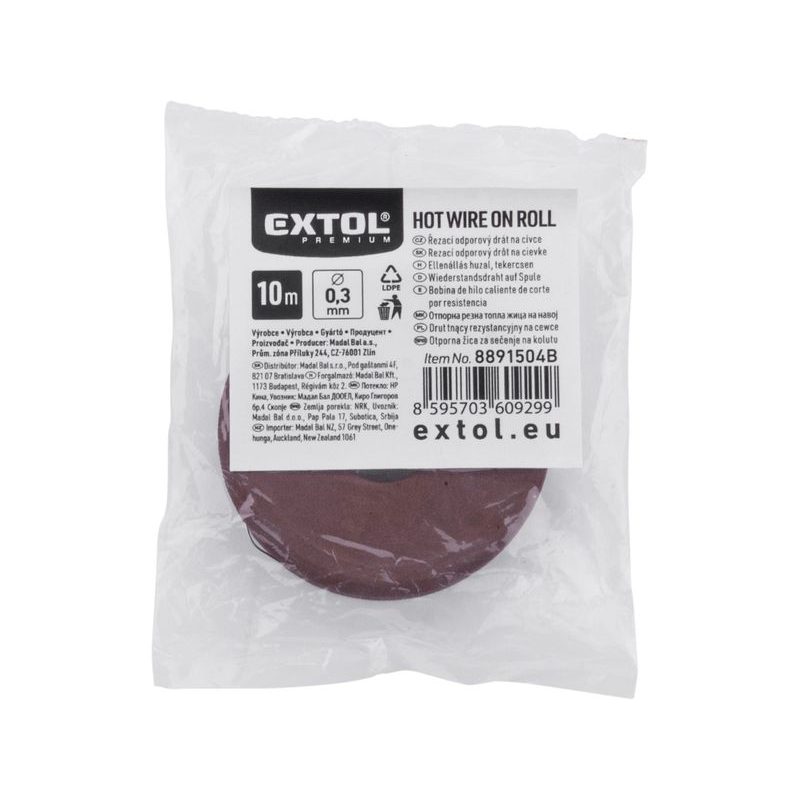EXTOL PREMIUM ŘEZACÍ DRÁT, ODPOROVÝ, 10M, ⌀0,3MM, 8891504B - ŘEZAČKA POLYSTYRENU - ELEKTRICKÉ NÁŘADÍ