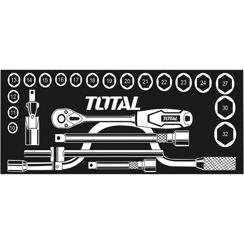 TOTAL HLAVICE NÁSTRČNÉ, SADA 24KS, 1/2", THT141253 - GOLA SADY - RUČNÍ NÁŘADÍ
