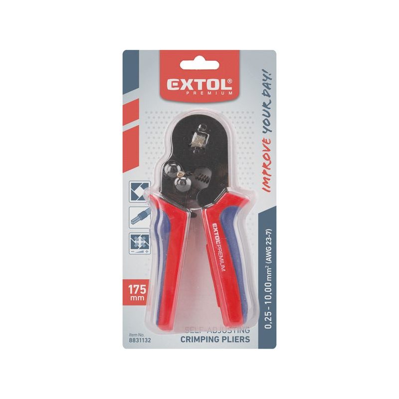 EXTOL PREMIUM KLEŠTĚ LISOVACÍ/KRIMPOVACÍ NA DUTINKOVÉ KONEKTORY ČTYŘHRAN, 0,25-10MM2, 8831132 - ODIZOLOVACÍ KLEŠTĚ - RUČNÍ NÁŘADÍ