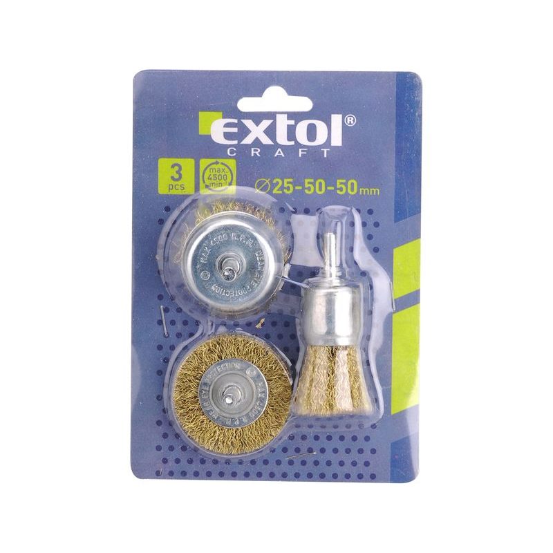 EXTOL CRAFT KARTÁČE POMOSAZENÉ, SADA 3KS, O 25-50-50MM, 1832 - KARTÁČE NA VRTAČKU - PŘÍSLUŠENSTVÍ