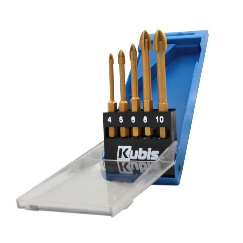 VRTÁK DO SKLA A KERAMIKU 4 BŘITĚ, SADA 5 KS, 4/5/6/8/10 MM, TIN, YG6X | 07-01-2005 KUBIS - VRTÁKY DO SKLA A KERAMIKY - PŘÍSLUŠENSTVÍ