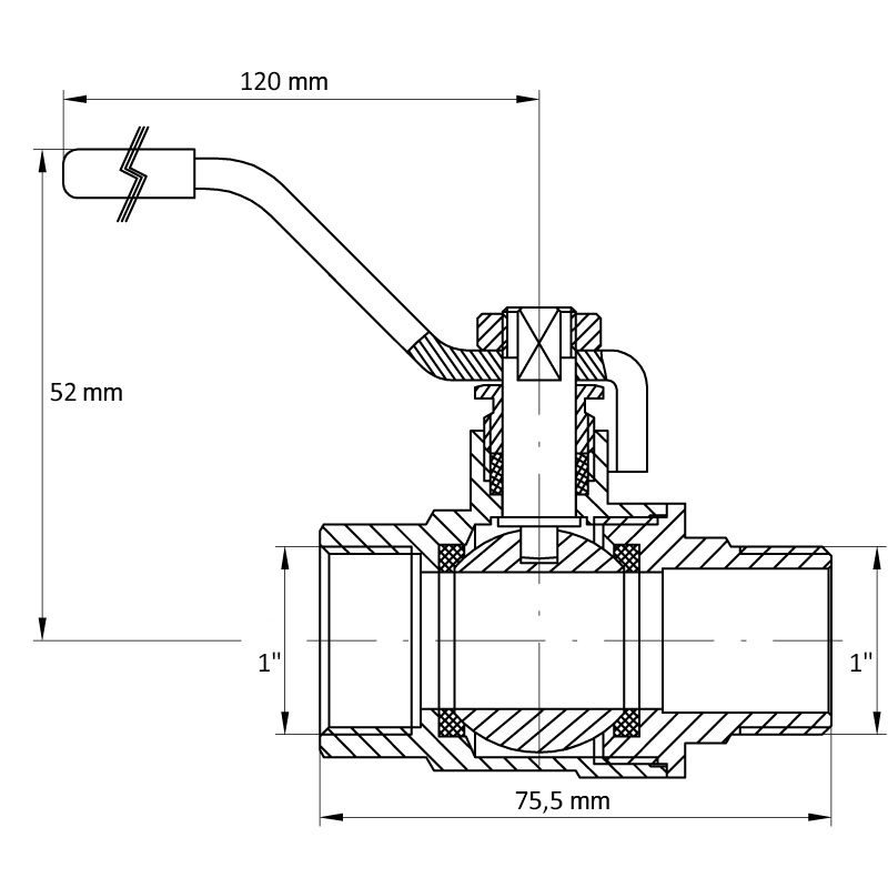 KULOVÝ KOHOUT PÁKOVÝ ČERVENÝ, KR.215 1"FM | KR.215 1"FM PROCRAFT - PŘÍSLUŠENSTVÍ (KOHOUTY, ŠROUBENÍ,...) - SANITA