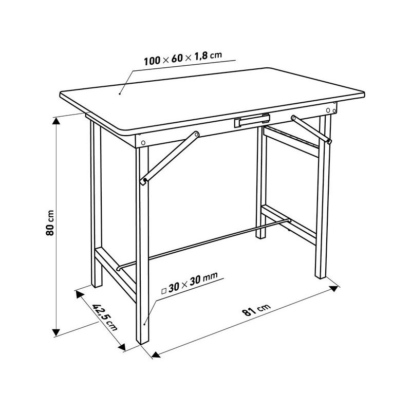 EXTOL CRAFT STŮL PRACOVNÍ SKLÁDACÍ, 100X60X80CM(D/Š/V), NOSNOST AŽ 100KG, 956075 - PRACOVNÍ STOLY - DÍLNA A GARÁŽ