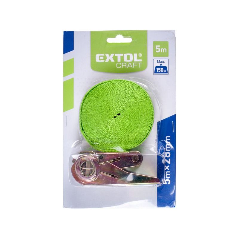 EXTOL CRAFT PÁS UPÍNACÍ RÁČNOVÝ, 5M X 25MM, MAX. 150KG, 9680 - UPÍNACÍ PÁSY (KURTNY) A GUMY - DÍLNA A GARÁŽ
