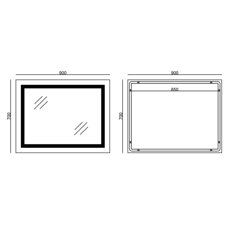 KOUPELNOVÉ ZRCADLO S LED OSVĚTLENÍM, PROTIZAMLŽOVACÍ FUNKCÍ A REGULACÍ JASU, MR12-90×70-REVERSE WARM | MR12-90×70-REVERSE WARM PROCRAFT - ZRCADLA - SANITA
