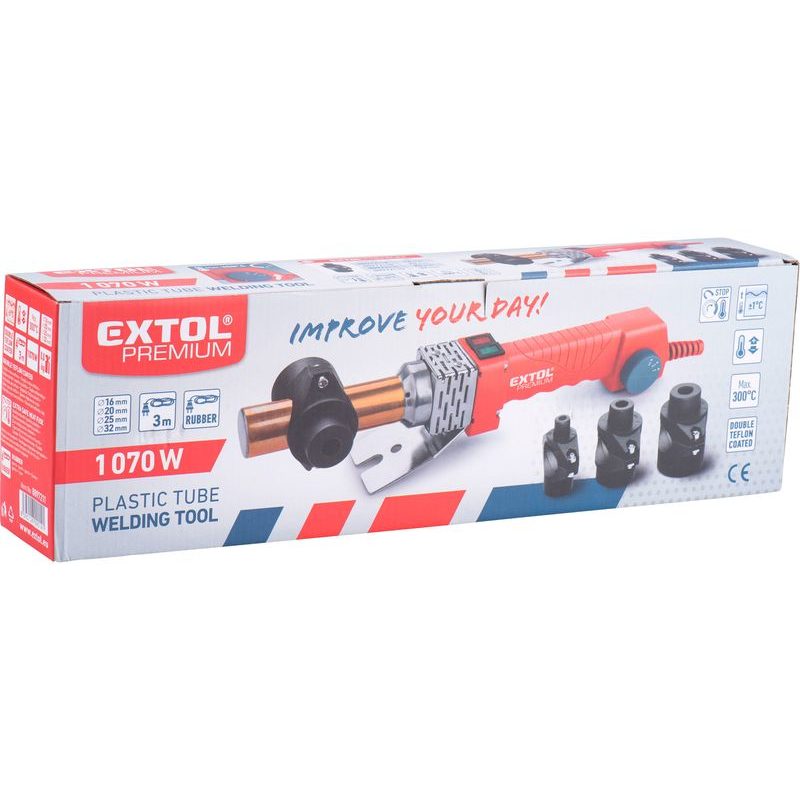 EXTOL PREMIUM SVÁŘEČKA POLYFÚZNÍ, 1070W, 8897211 - SVÁŘEČKY NA PLASTOVÉ TRUBKY (POLYFÚZNÍ SVÁŘEČKY) - ELEKTRICKÉ NÁŘADÍ