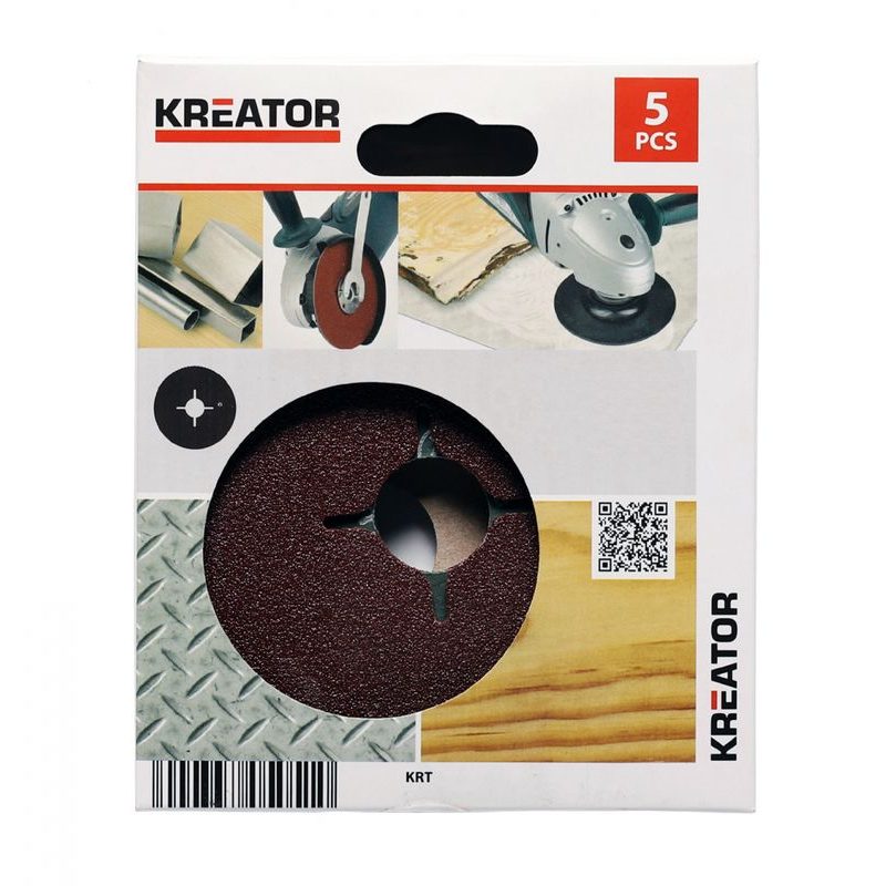 KREATOR KRT250505 5X FIBROVÝ BRUSNÝ KOTOUČ 125 MM G80 - FÍBROVÉ KOTOUČE - PŘÍSLUŠENSTVÍ