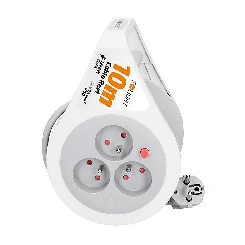 BUBEN VNITŘNÍ 3Z, 10M, 3 X 1,5MM2, 14X12X20,5CM, Ø14CM, ŠEDÝ KABEL - PRODLUŽOVACÍ KABELY - PŘÍSLUŠENSTVÍ