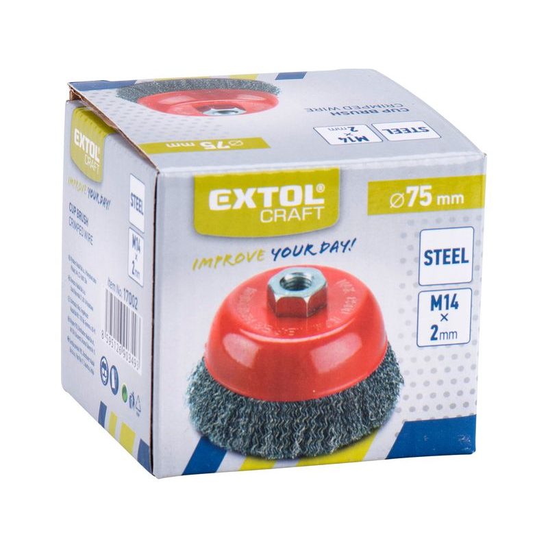 EXTOL CRAFT KARTÁČ HRNKOVÝ OCELOVÝ, O 75MM, 17002 - KARTÁČE NA BRUSKU - PŘÍSLUŠENSTVÍ