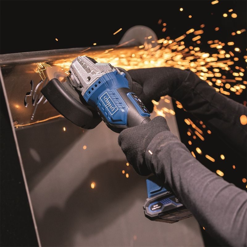 SCHEPPACH BC-AG125-X-SET S 20 V IXES AKU ÚHLOVÁ BRUSKA + 2AH BATERIE + NABÍJEČKA 2,4 A - AKU UHLOVÉ BRUSKY - AKU NÁŘADÍ