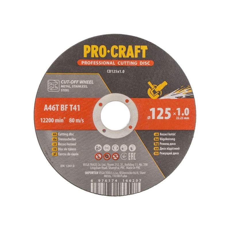 SADA ŘEZNÝCH KOTOUČŮ PROCRAFT CD125X1.0B | CD125X1.0B PROCRAFT - ŘEZNÝ KOTOUČ 125 MM - PŘÍSLUŠENSTVÍ