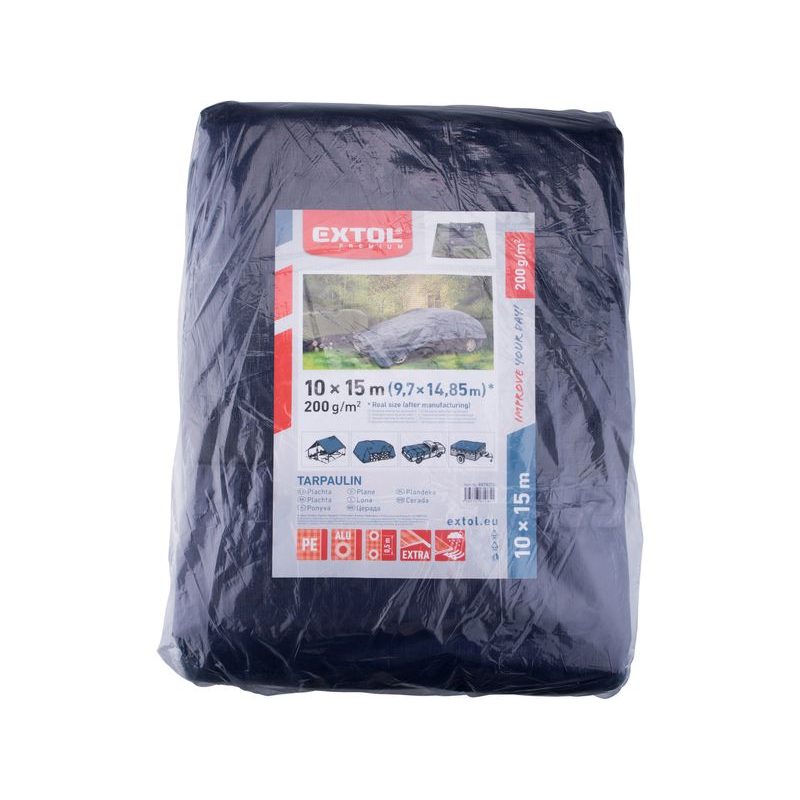 EXTOL PREMIUM PLACHTA PE NEPROMOKAVÁ SILNÁ 200G/M2, 10X15M, PE, 8878215 - EXTRA SILNÉ 200G/M2 - DÍLNA A GARÁŽ