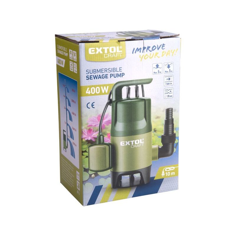 EXTOL CRAFT ČERPADLO NA ZNEČIŠTĚNOU VODU, 400W, 7500L/H, 414122 - KALOVÁ ČERPADLA - ZAHRADA