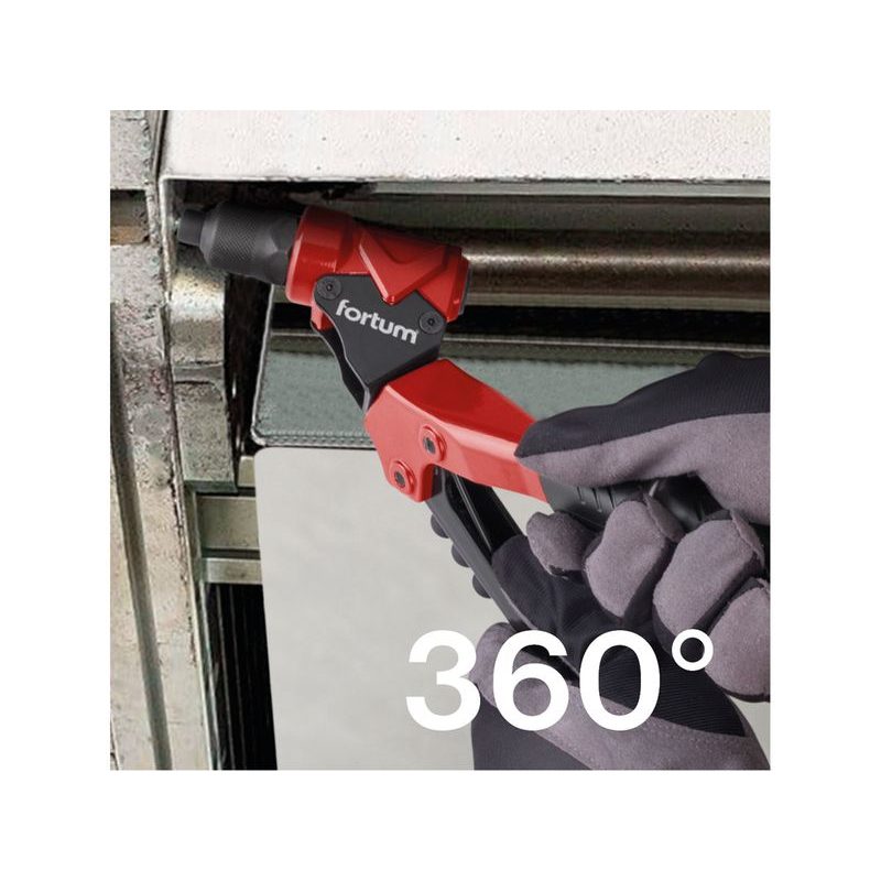 FORTUM KLEŠTĚ NÝTOVACÍ S OTOČNOU HLAVOU COMBO, PRO NÝT. MATICE M3-M6 A TRHACÍ NÝTY 2,4-4,8MM, 4770628 - NÝTOVACÍ KLEŠTĚ - RUČNÍ NÁŘADÍ