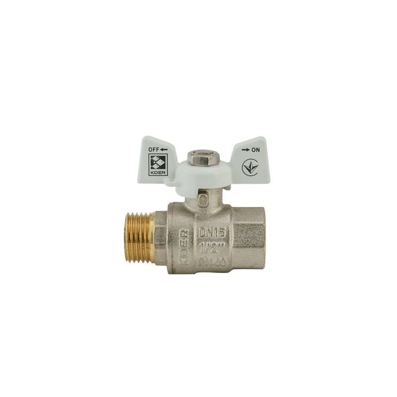 KULOVÝ KOHOUT MOTÝL, BÍLÝ, KR.218.W 1/2"FM | KR.218.W 1/2"FM PROCRAFT - PŘÍSLUŠENSTVÍ (KOHOUTY, ŠROUBENÍ,...) - SANITA