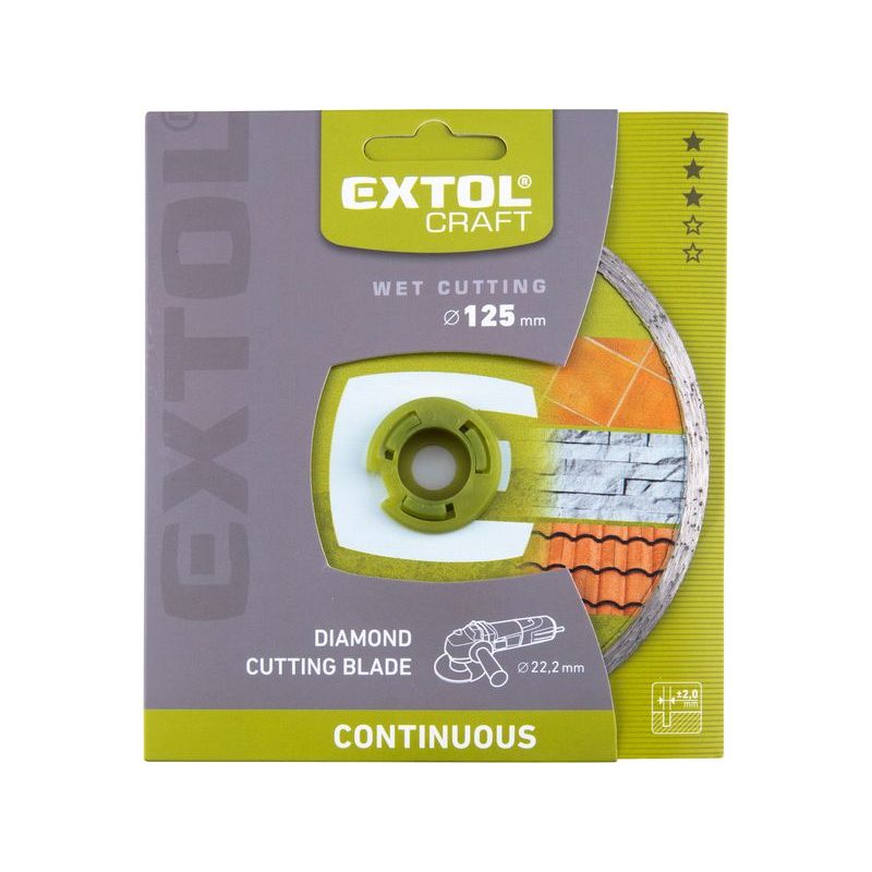 EXTOL CRAFT KOTOUČ DIAMANTOVÝ ŘEZNÝ CELOOBVODOVÝ - MOKRÉ ŘEZÁNÍ, O 125X22,2X2MM, 108832 - DIA KOTOUČ 125 MM - PŘÍSLUŠENSTVÍ