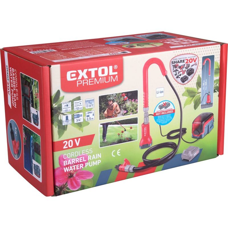 EXTOL PREMIUM ČERPADLO DO SUDU AKU SHARE20V, BEZ BATERIE A NABÍJEČKY, 8891931 - AKU ČERPADLA - ZAHRADA