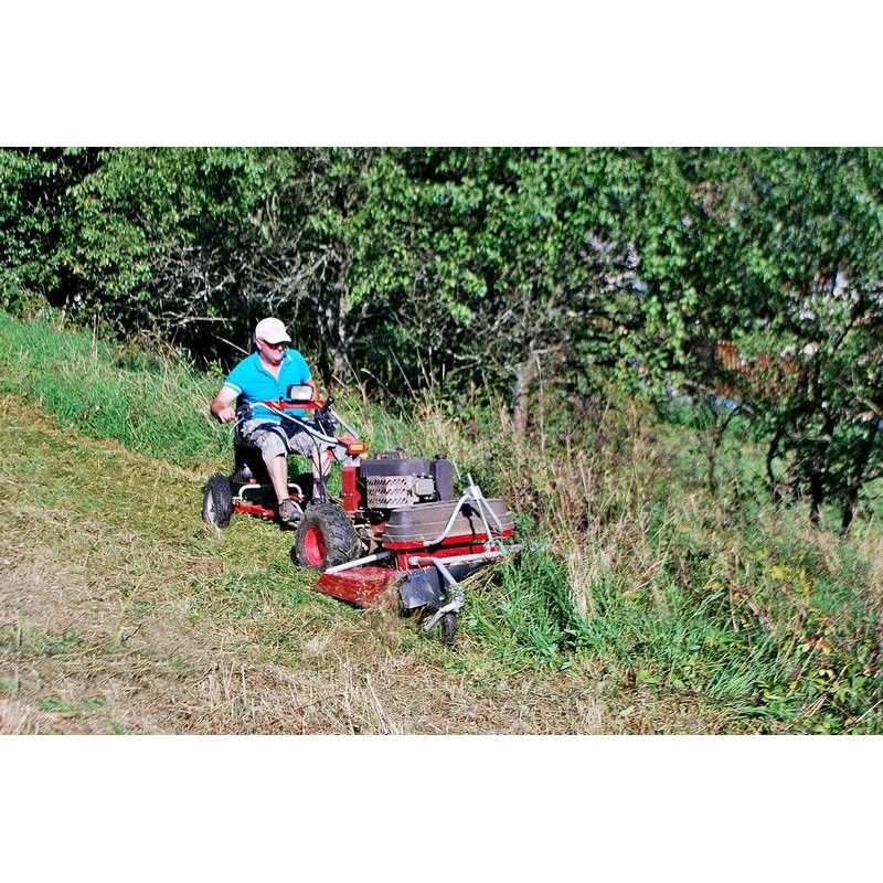 POHONNÁ JEDNOTKA PANTER FD3-500 S ŘÍZENOU SEDAČKOU BPR A DVOUNOŽOVÝM MULČOVAČEM M121 - DAKR - PANTER SYSTÉM - ZAHRADA