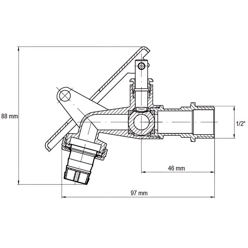 KULOVÝ KOHOUT ZAHRADNÍ UZAMYKATELNÝ, KR.249 1/2" | KR.249 1/2" PROCRAFT - PŘÍSLUŠENSTVÍ (KOHOUTY, ŠROUBENÍ,...) - SANITA
