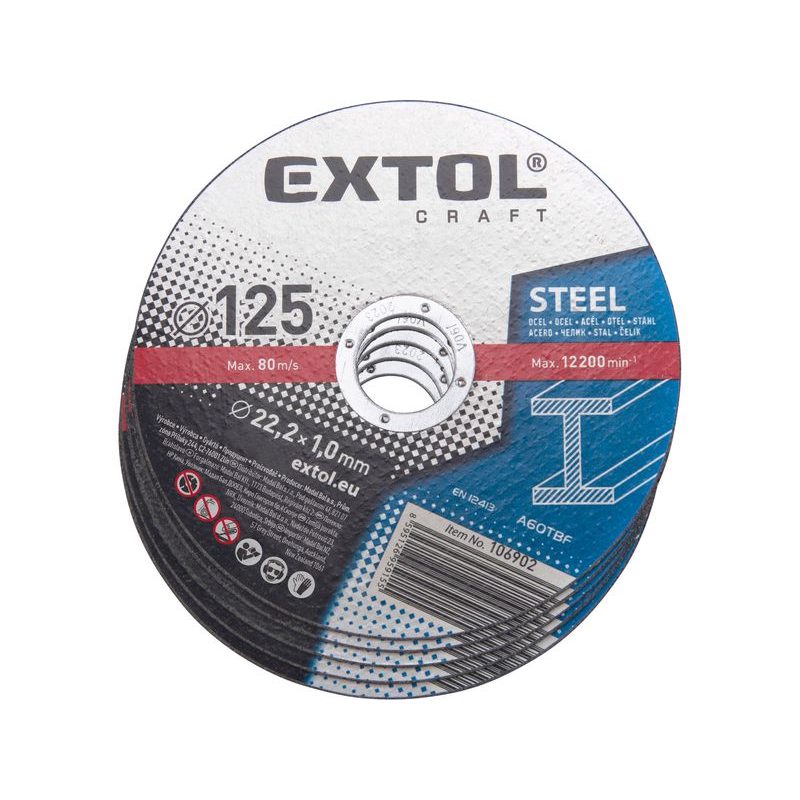 EXTOL CRAFT KOTOUČE ŘEZNÉ NA KOV, 5KS, O 125X1,0X22,2MM, 106902 - ŘEZNÝ KOTOUČ 125 MM - PŘÍSLUŠENSTVÍ