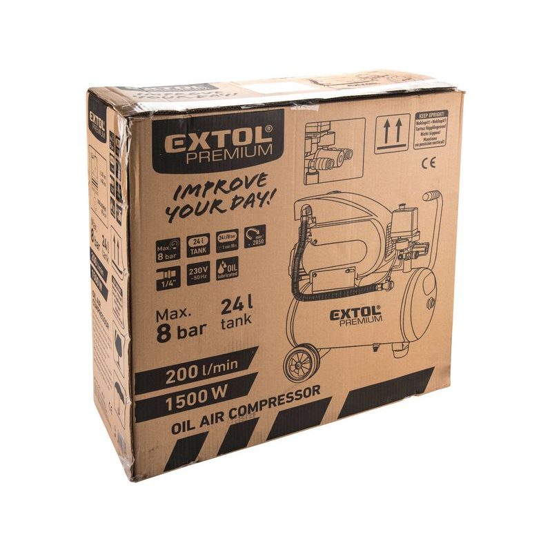 EXTOL PREMIUM KOMPRESOR OLEJOVÝ 1500W, 24L, 8895310 - OLEJOVÉ KOMPRESORY - PNEU NÁŘADÍ