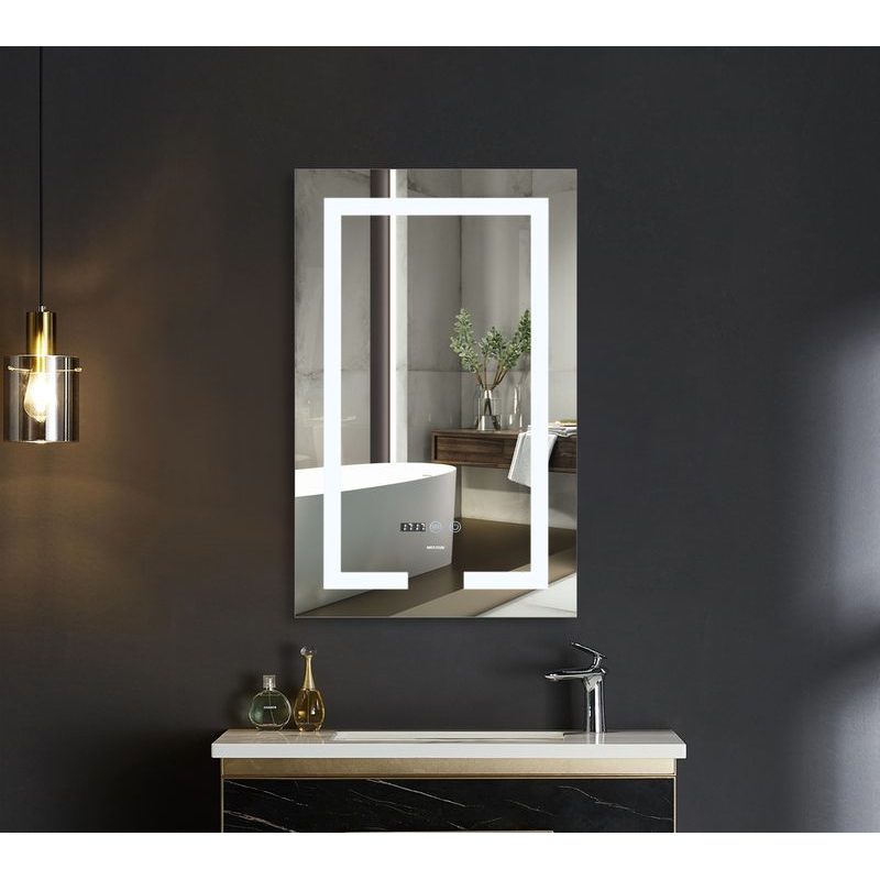 KOUPELNOVÉ ZRCADLO S LED OSVĚTLENÍM, PROTIZAMLŽOVACÍ FUNKCÍ, REGULACÍ JASU A HODINKAMI, MR06-60×80 H | MR06-60×80 HARD PROCRAFT - ZRCADLA - SANITA
