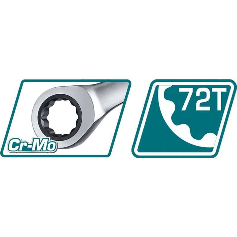 TOTAL KLÍČE RÁČNOVÉ OČKOPLOCHÉ, SADA 6KS, 8-17MM, INDUSTRIAL, CRMO, THT102RK566 - KLÍČE OČKO-RÁČNA/OTEVŘENÝ - RUČNÍ NÁŘADÍ