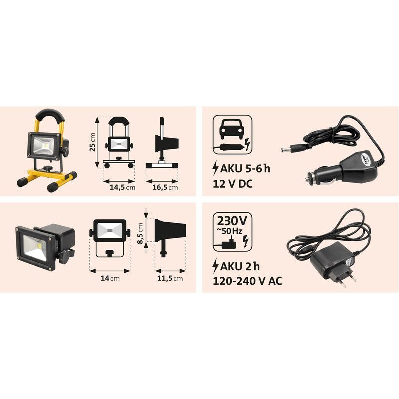 EXTOL LIGHT REFLEKTOR LED, NABÍJECÍ S PODSTAVCEM, 800LM, LI-ION, 43122 - LED SVĚTLA - SVÍTIDLA