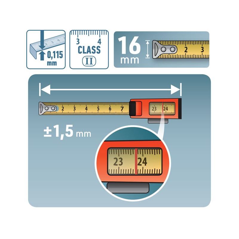 EXTOL PREMIUM METR SVINOVACÍ S ODEČÍTACÍM OKÉNKEM, 3M, Š. PÁSKU 16MM, 8821043 - SVINOVACÍ METRY - MĚŘÍCÍ TECHNIKA