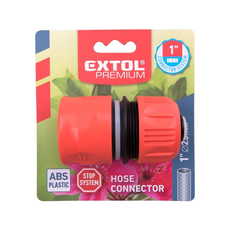 EXTOL PREMIUM RYCHLOSPOJKA NA HADICI 1"SYSTÉM, STOP VENTIL, ABS, 8876504 - PLASTOVÉ SPOJKY - ZAHRADA