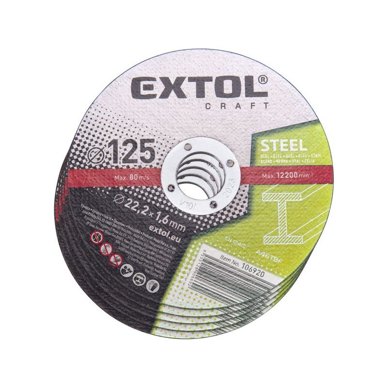 EXTOL CRAFT KOTOUČE ŘEZNÉ NA KOV, 5KS, O 125X1,6X22,2MM, 106920 - ŘEZNÝ KOTOUČ 125 MM - PŘÍSLUŠENSTVÍ