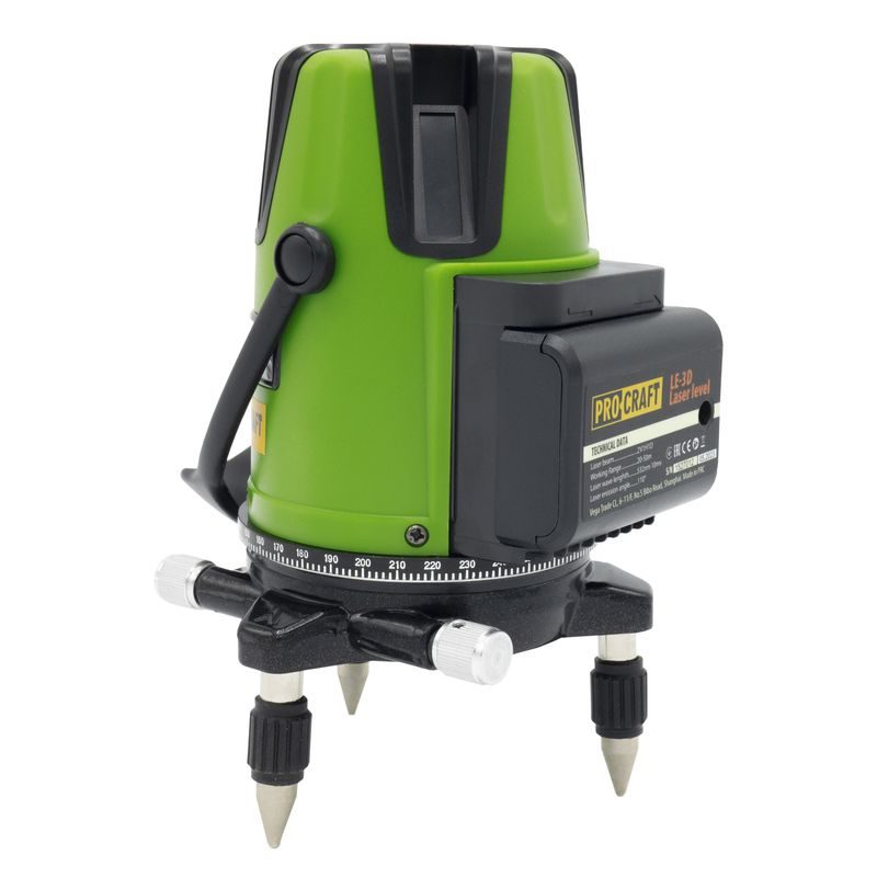 LASER ZELENÝ LINIOVÝ, KŘÍŽOVÝ SAMONIVELAČNÍ PROCRAFT LE-3D | LE-3D PROCRAFT - LINIOVÉ LASERY - MĚŘÍCÍ TECHNIKA