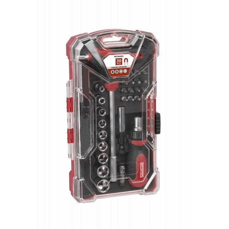 KREATOR KRT400009 RÁČNOVÝ SET HLAVIC A BITŮ 28KS - SADY ŠROUBOVÁKŮ - RUČNÍ NÁŘADÍ