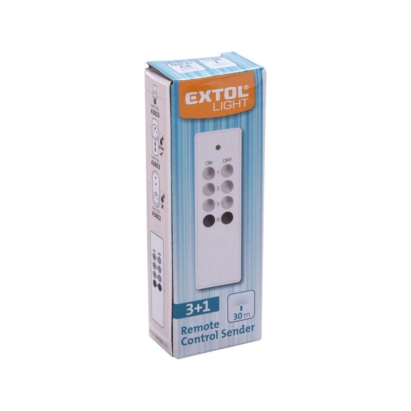 EXTOL LIGHT OVLADAČ, 3+1, 3 JEDNOTLIVÉ/SKUPINOVÉ KANÁLY, 1 SPOLEČNÝ KANÁL, DOSAH 30M, 43820 - DOMACÍ AUTOMATIZACE - ZÁSUVKY, TERMOSTATY - DŮM A DOMÁCNOST, ELEKTRO..
